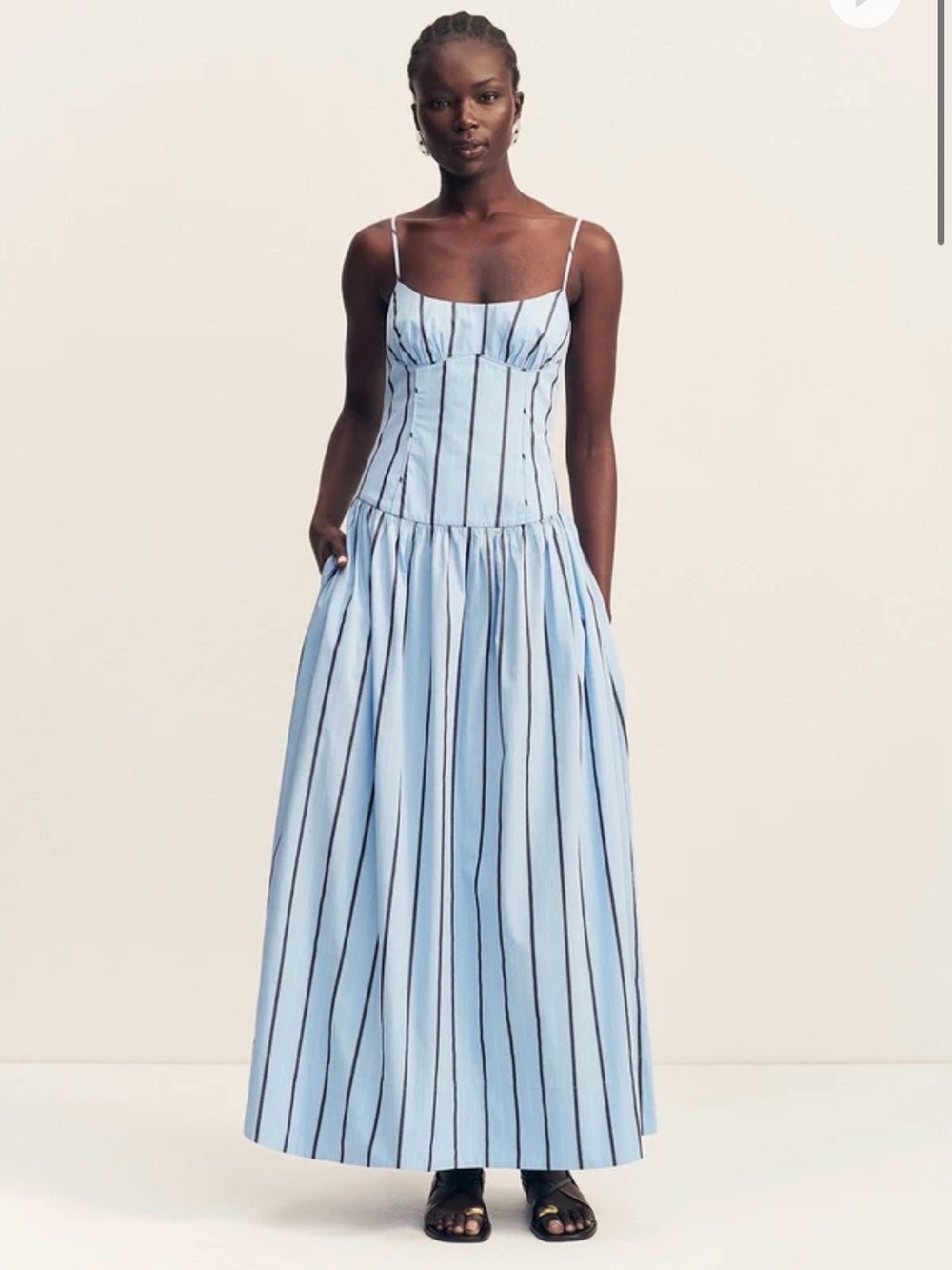 Saxon Cotton Panelled Bustier Maxi Dress